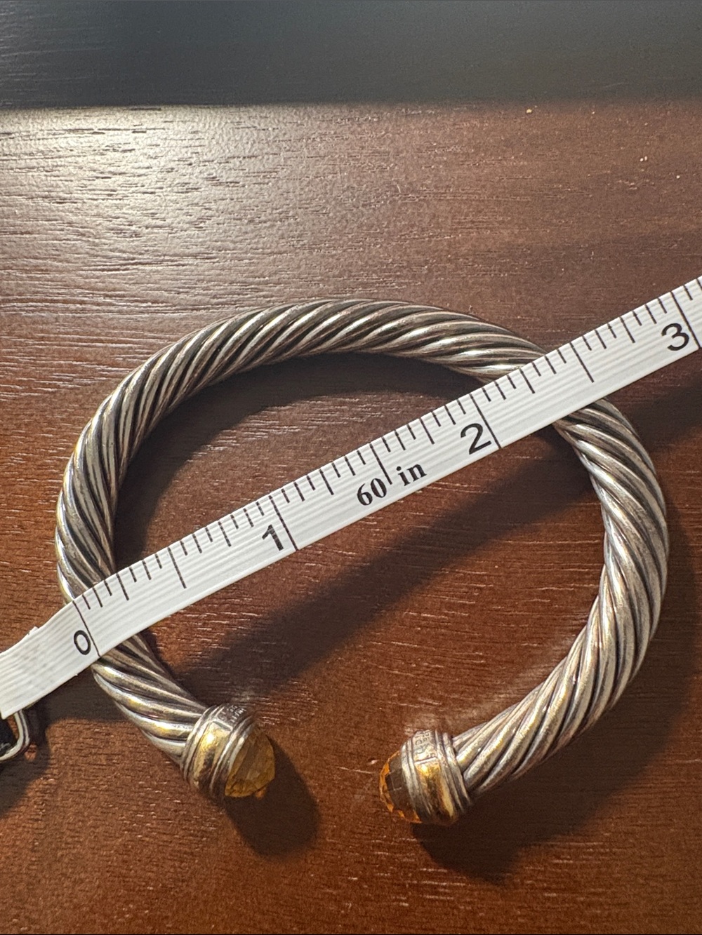 David Yurman Sterling Cable Cuff Citrine Terminal Silver Yellow reasonable offer - Picture 9 of 14